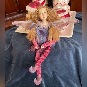 Windward Woodland Fairy Elf Doll Wings Posable Shelf Sitter 11”Porcelain Blond